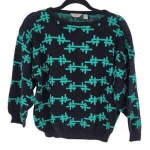 Little Lisa kids size large black green boxy pullover sweater made in Italy